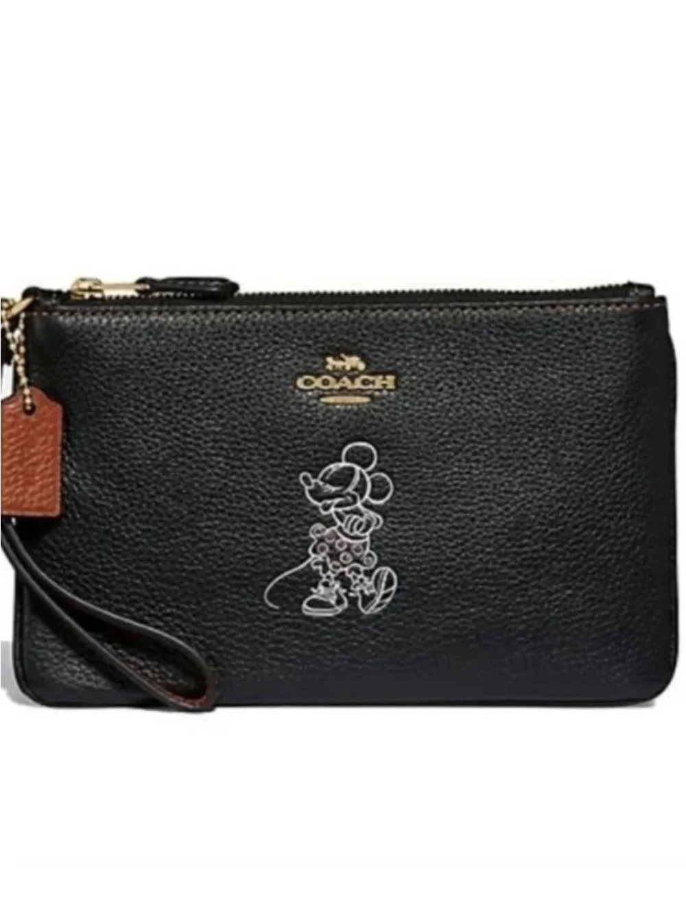 COACH Black Leather Mickey Wristlet Pouch collectable hard to find large.